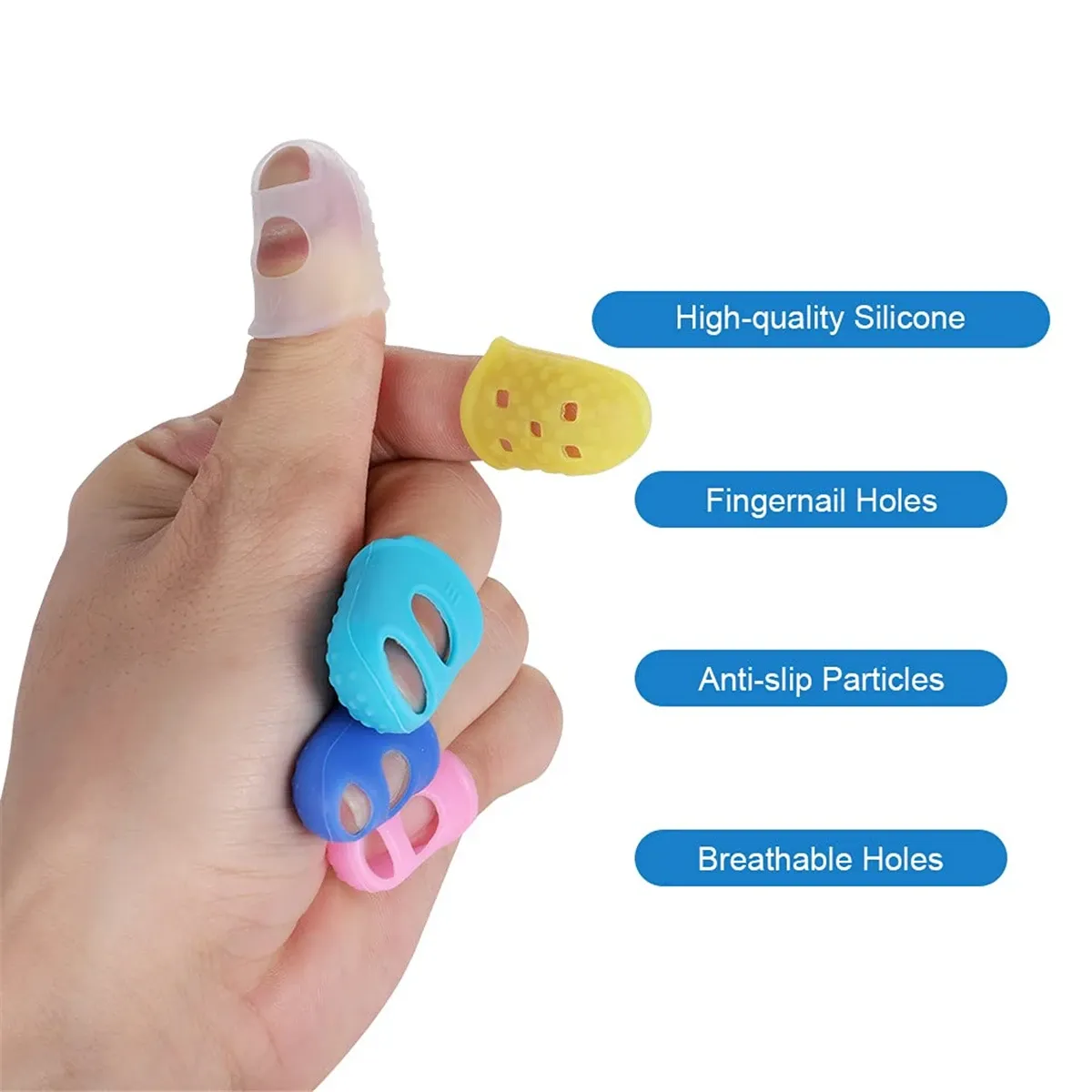 Protège-doigts en silicone pour guitare, vue de présentation