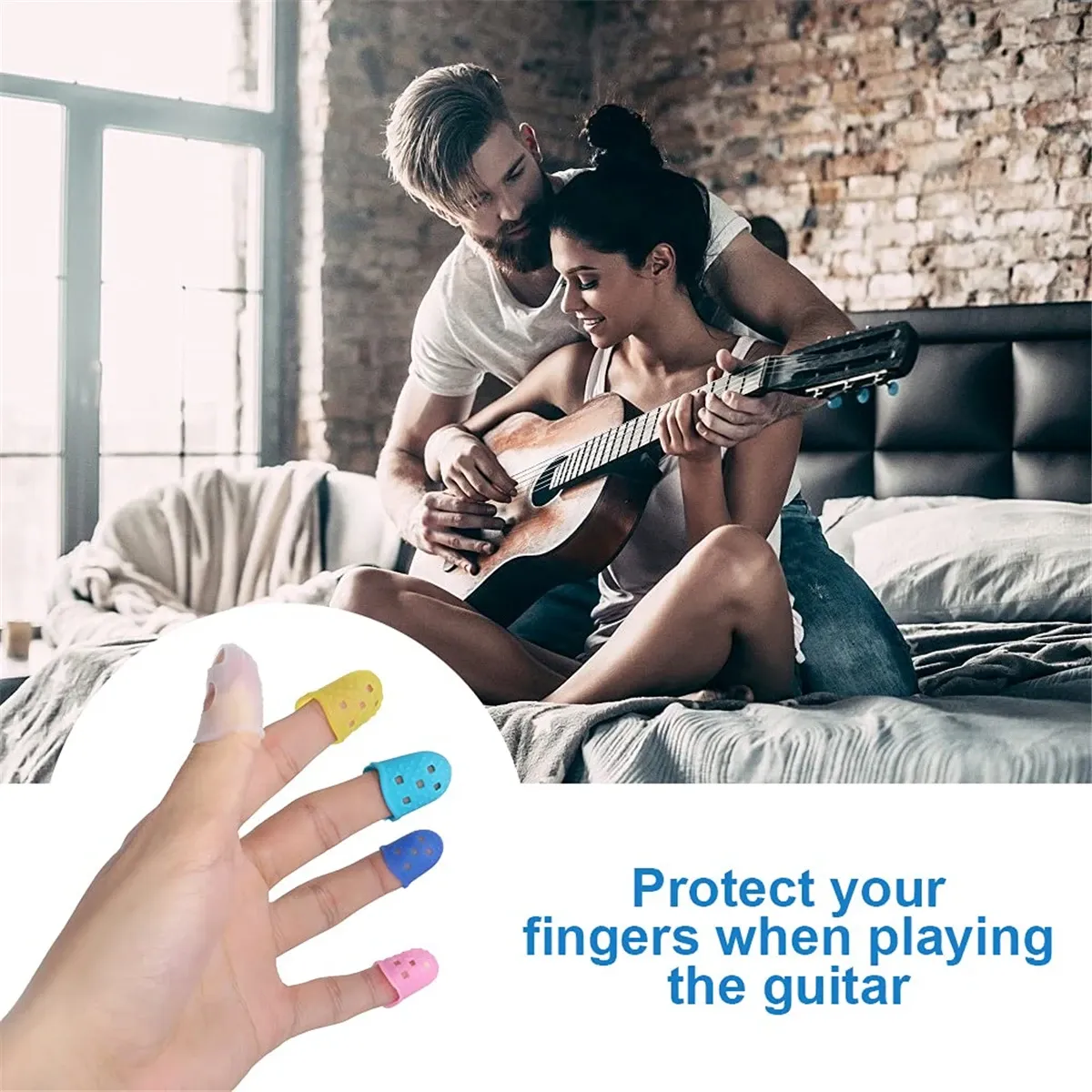Protège-doigts en silicone pour guitare, détail des finitions