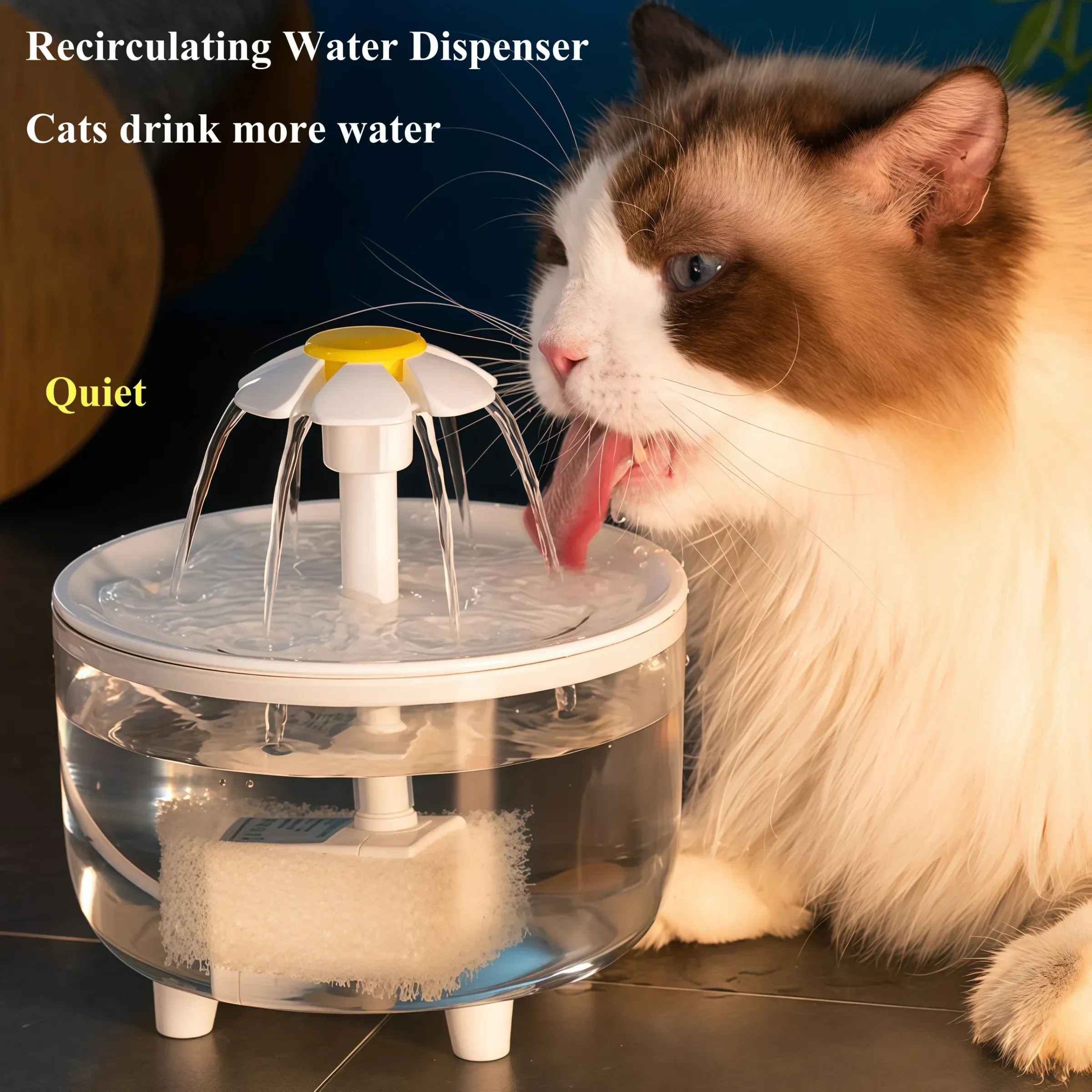 Fontaine à eau électrique silencieuse USB 1,2 L pour animaux de compagnie, abreuvoir automatique pour chat avec filtre