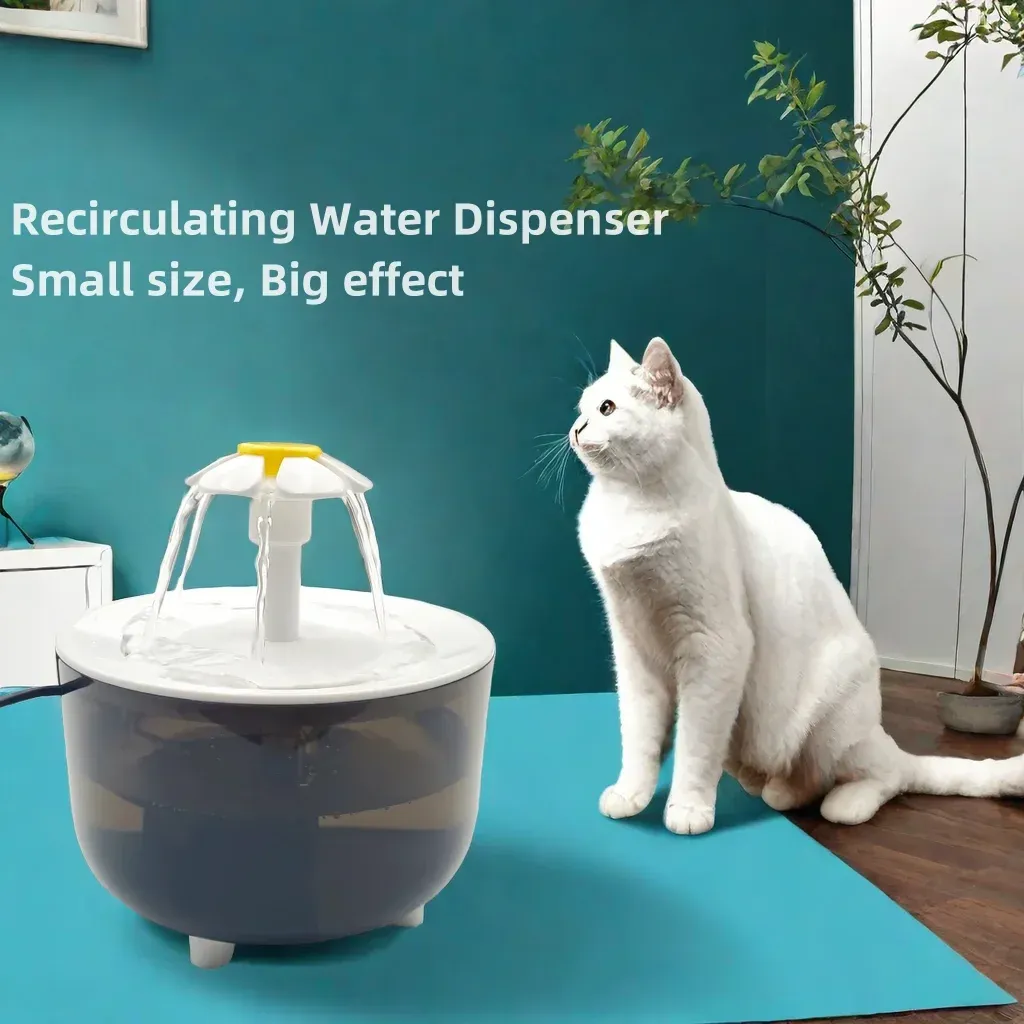 Fontaine à eau électrique silencieuse USB 1,2 L pour animaux de compagnie, abreuvoir automatique pour chat avec filtre 2