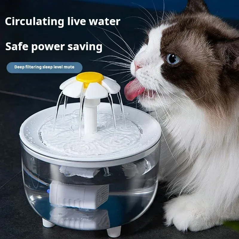 Fontaine à eau électrique silencieuse USB 1,2 L pour animaux de compagnie, abreuvoir automatique pour chat avec filtre 3