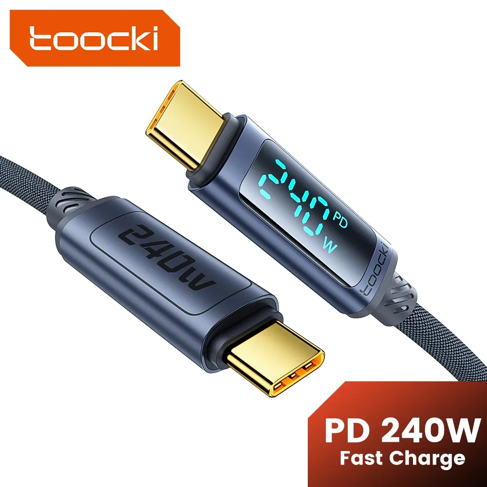 Câble Toocki 240 W USB-C vers USB-C, PD 3.1, écran numérique, charge rapide 100 W, pour MacBook, iPhone 17, Samsung, Xiaomi