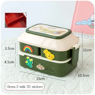 Boîte à déjeuner kawaii portable en plastique, bento pour pique-nique, compatible micro-ondes, avec compartiments, boîte de rangement pour enfants et école 9