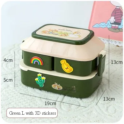 Boîte à déjeuner kawaii portable en plastique, bento pour pique-nique, compatible micro-ondes, avec compartiments, boîte de rangement pour enfants et école 10