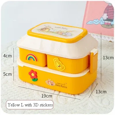 Boîte à déjeuner kawaii portable en plastique, bento pour pique-nique, compatible micro-ondes, avec compartiments, boîte de rangement pour enfants et école 8