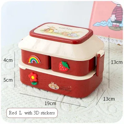 Boîte à déjeuner kawaii portable en plastique, bento pour pique-nique, compatible micro-ondes, avec compartiments, boîte de rangement pour enfants et école 17