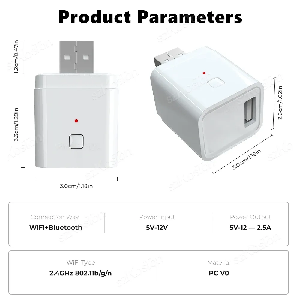 Adaptateur USB intelligent Tuya, finition et matériaux