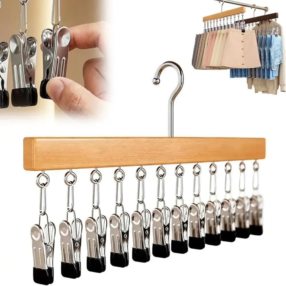 Organisateur de placard avec 10 pinces et 12 pinces à 360°, porte-vêtements rotatif multifonctionnel, gain de place, pour leggings - Image 1