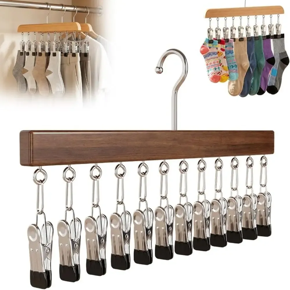 Organisateur de placard avec 10 pinces et 12 pinces à 360°, porte-vêtements rotatif multifonctionnel, gain de place, pour leggings 5