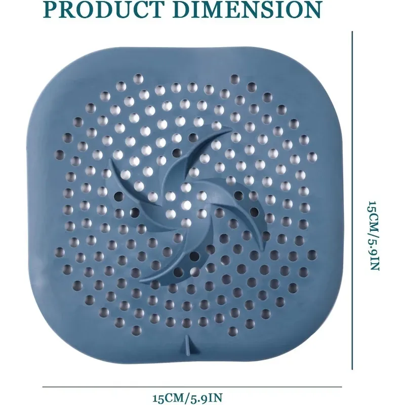 Couvercle de vidange de douche en silicone 15 cm avec ventouse, filtre anti-cheveux pour baignoire, lavabo et évier de cuisine 2