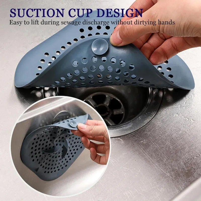 Couvercle de vidange de douche en silicone 15 cm avec ventouse, filtre anti-cheveux pour baignoire, lavabo et évier de cuisine 5