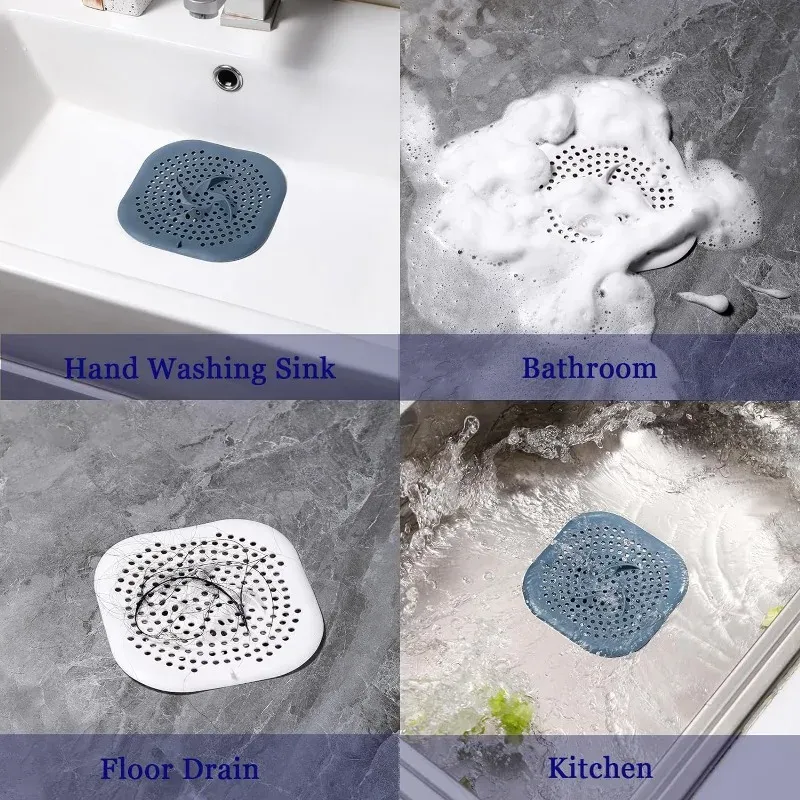 Couvercle de vidange de douche en silicone 15 cm avec ventouse, filtre anti-cheveux pour baignoire, lavabo et évier de cuisine 6