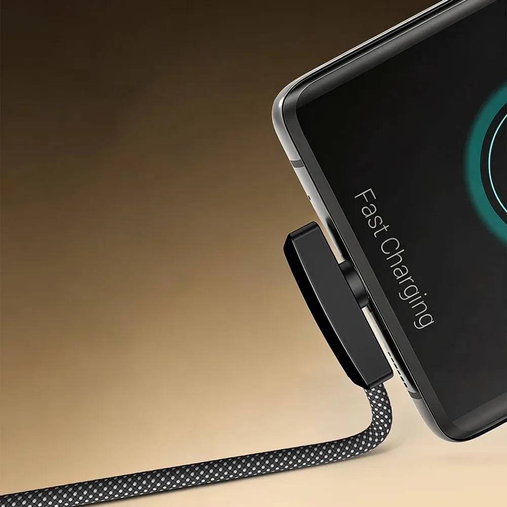 Câble USB-C coudé à 90 degrés, 100 W, charge rapide et transfert de données, câble portable à angle droit compatible iPhone, Samsung et Xiaomi 6