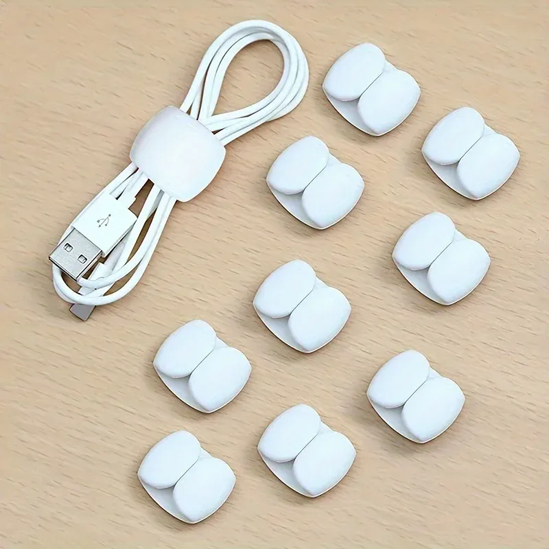 Pinces de rangement multifonctions pour câbles, lot de 10, pour chargeurs et écouteurs, en plastique durable 6