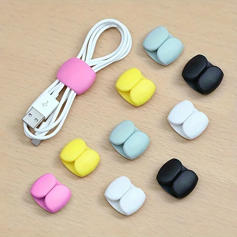 Pinces de rangement multifonctions pour câbles, lot de 10, pour chargeurs et écouteurs, en plastique durable 8