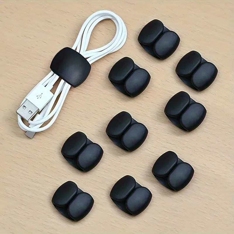 Pinces de rangement multifonctions pour câbles, lot de 10, pour chargeurs et écouteurs, en plastique durable 9