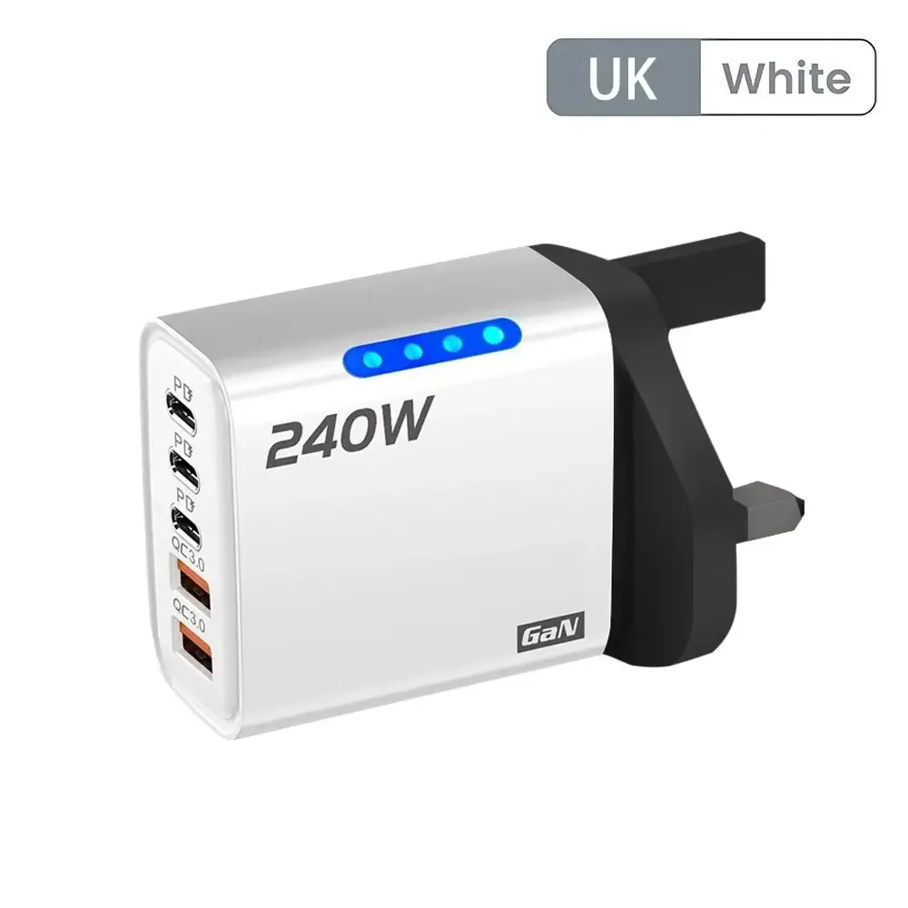 Chargeur de bureau GaN 240 W 5 en 1 à charge rapide, 3 ports USB-C PD et 2 ports USB-A 17