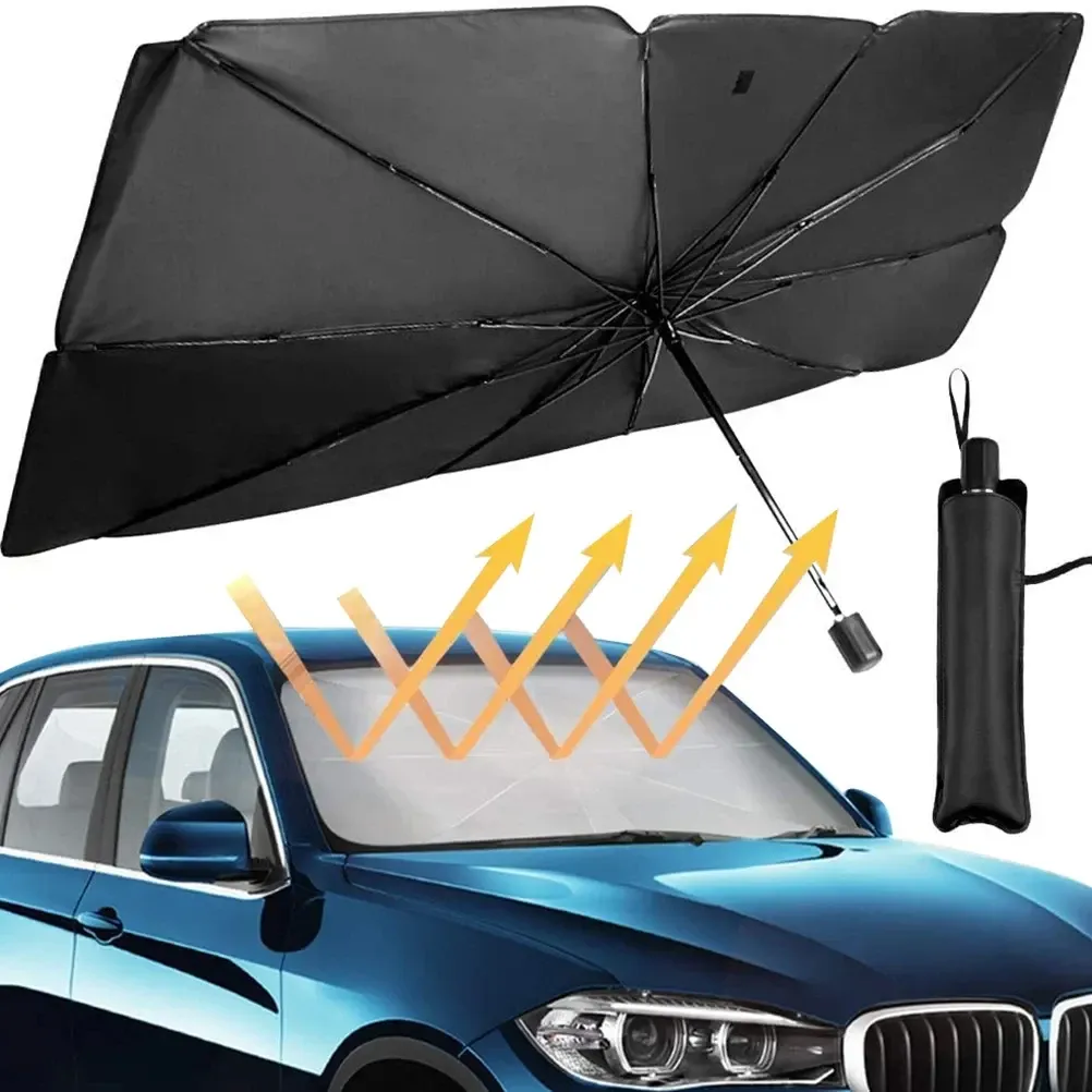 Pare-soleil pliable pour pare-brise avant, revêtement argenté anti-UV 2