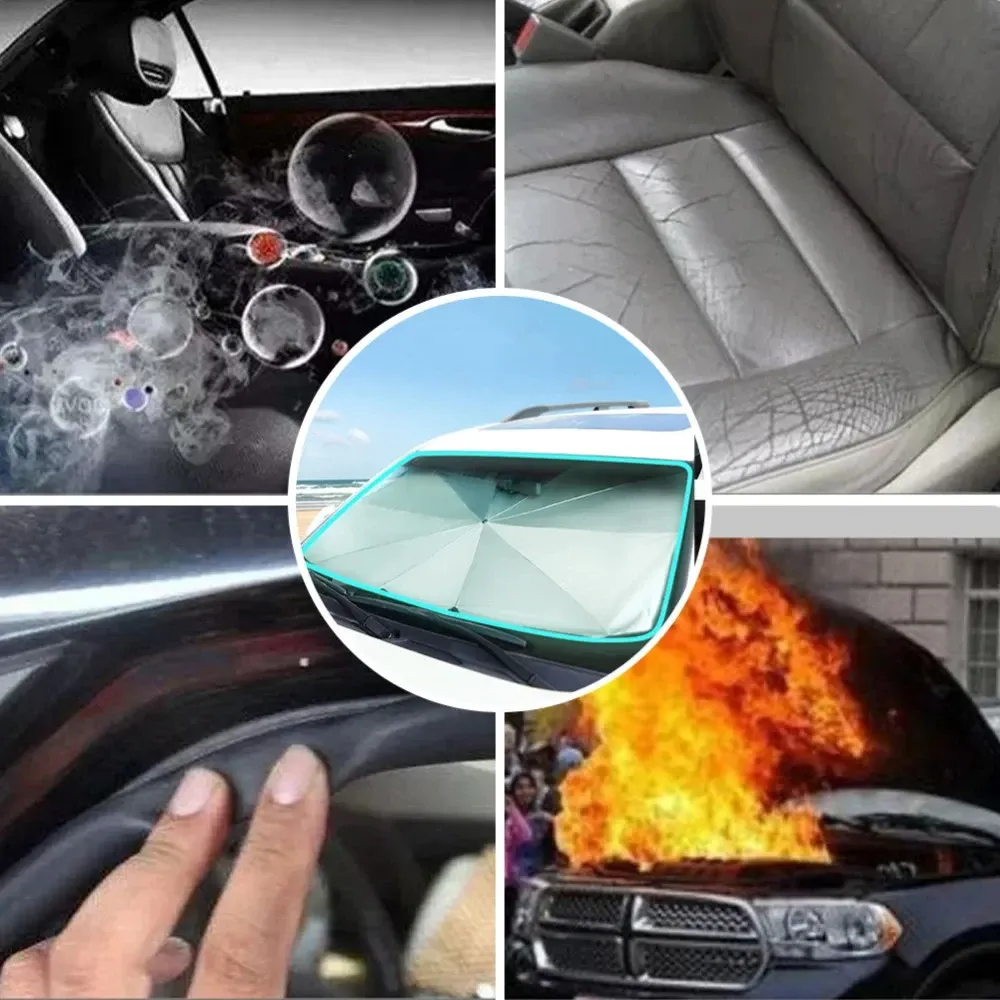 Pare-soleil de voiture en situation d'usage au soleil