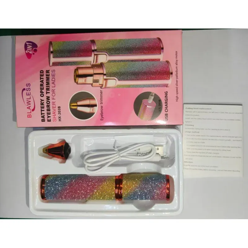 Tondeuse à sourcils électrique 2 en 1 rechargeable pour femme, épilateur facial indolore - Image 1