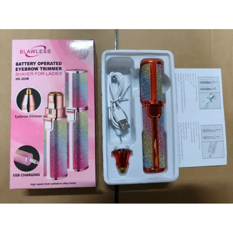Tondeuse à sourcils électrique 2 en 1 rechargeable pour femme, épilateur facial indolore 6
