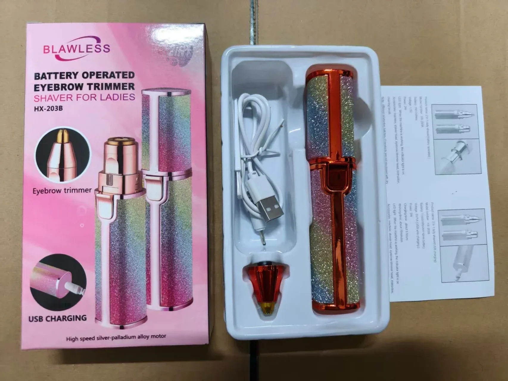 Tondeuse à sourcils électrique 2 en 1 rechargeable pour femme, épilateur facial indolore 7