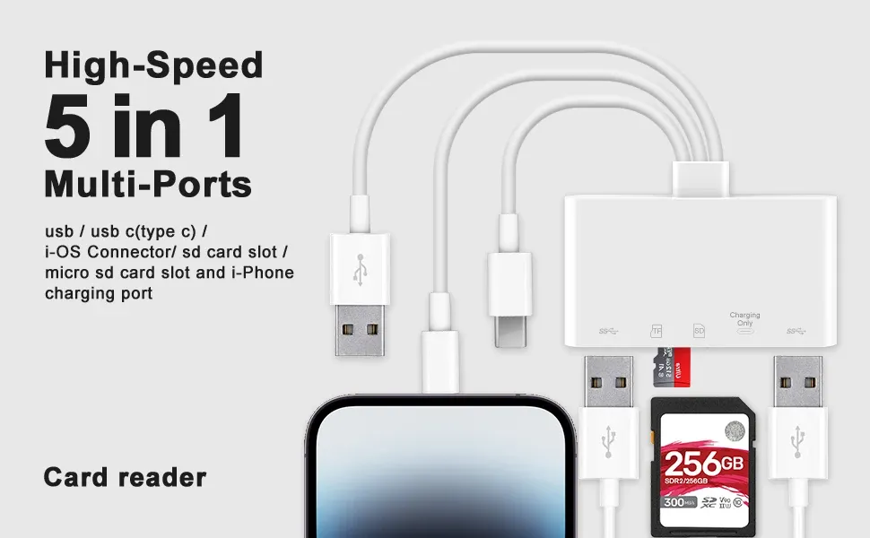 Lecteur de carte SD et TF compact avec port USB-C