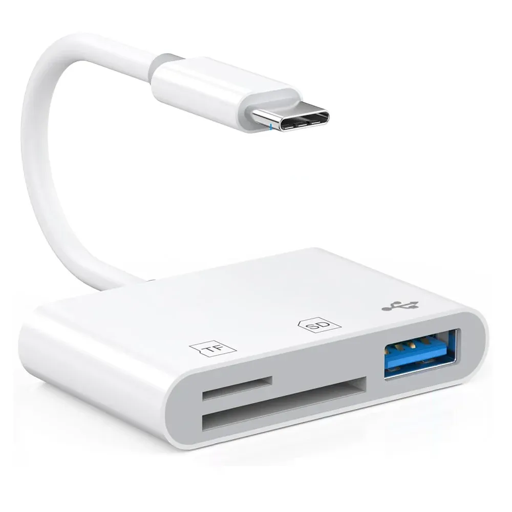Lecteur de carte SD 5 en 1 avec concentrateur USB, adaptateur OTG USB 3.0 vers USB-C pour iPhone et Huawei 10