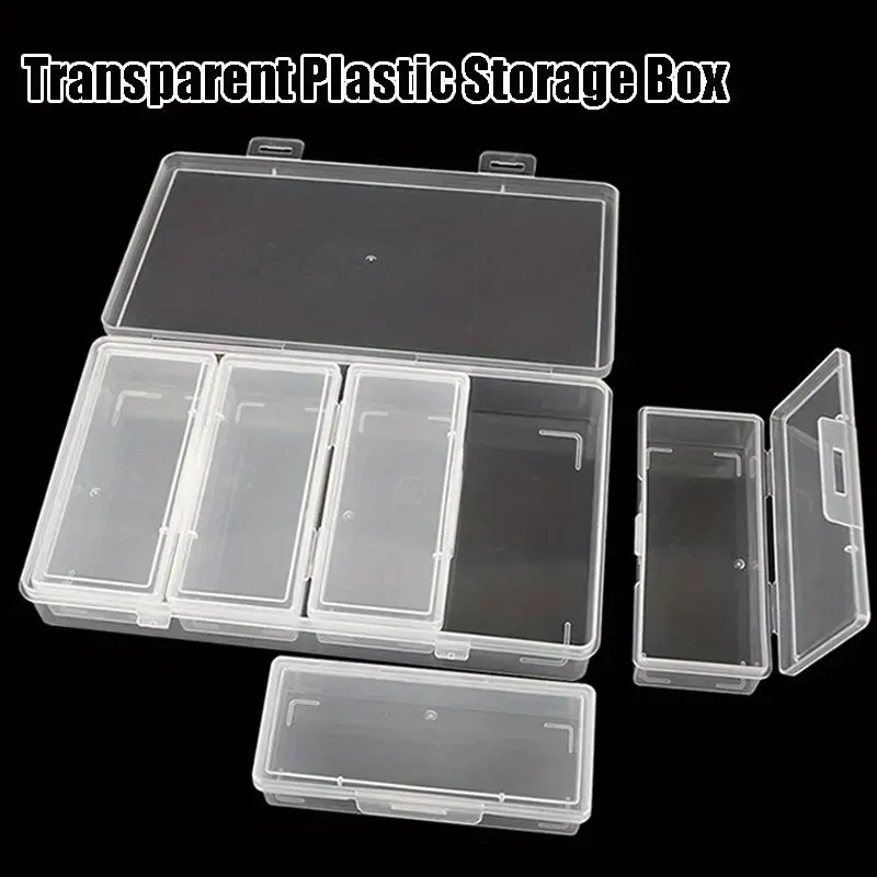 Ensemble de 4 à 12 boîtes de rangement rectangulaires en plastique transparent avec couvercles à charnières, portables et multifonctionnelles - Image 1