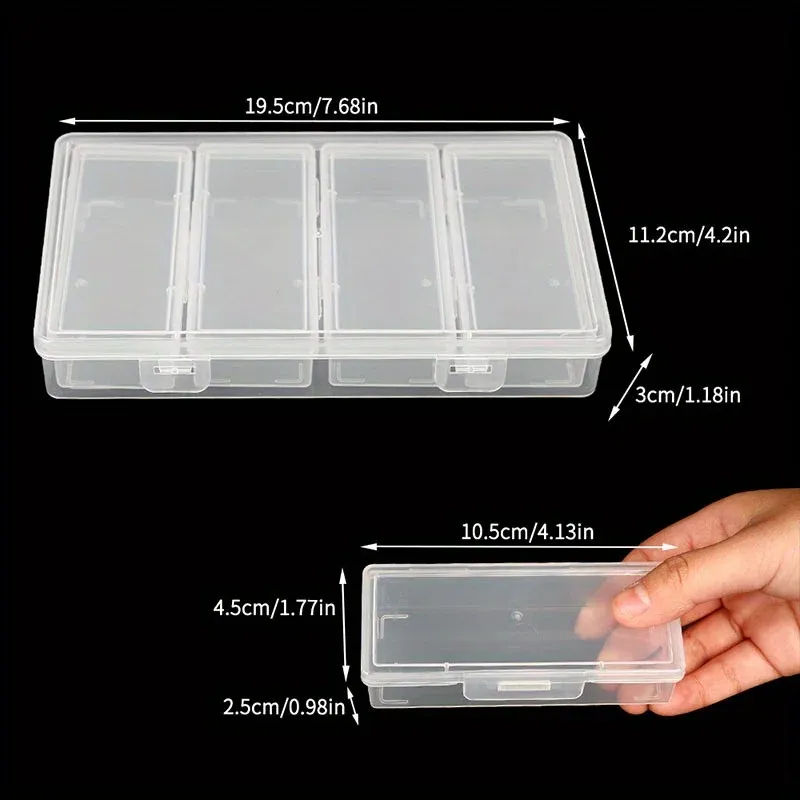 Ensemble de 4 à 12 boîtes de rangement rectangulaires en plastique transparent avec couvercles à charnières, portables et multifonctionnelles 2
