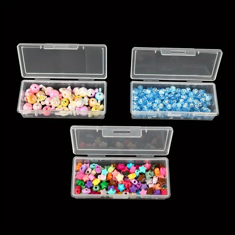 Ensemble de 4 à 12 boîtes de rangement rectangulaires en plastique transparent avec couvercles à charnières, portables et multifonctionnelles 3