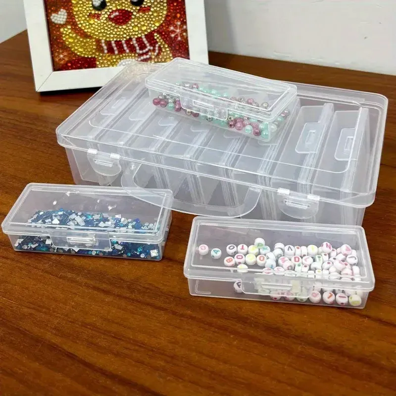 Ensemble de 4 à 12 boîtes de rangement rectangulaires en plastique transparent avec couvercles à charnières, portables et multifonctionnelles 6