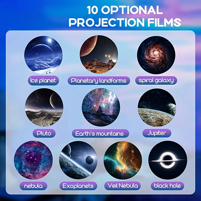 Projecteur LED Galaxie avec 1 lumière et 10 images interchangeables, Veilleuse ciel étoilé 4