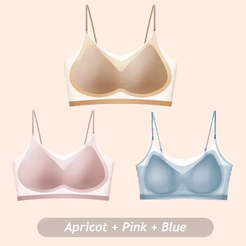 Lot de 3 soutiens-gorge sans couture pour femme en soie glacée ultra-fine et respirante, dos nageur, modèle cache-cœur à maintien léger 8