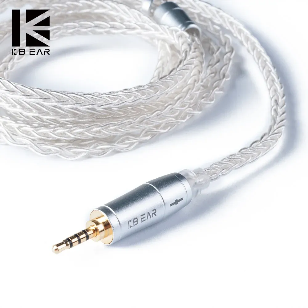 KBEAR 8 Core Écouteurs filaires argentés améliorés, câble 2 broches/MMCX/QDC, casque de jeu pour KZ KS1 KS2 TRI Meteor IEMs - Image 1