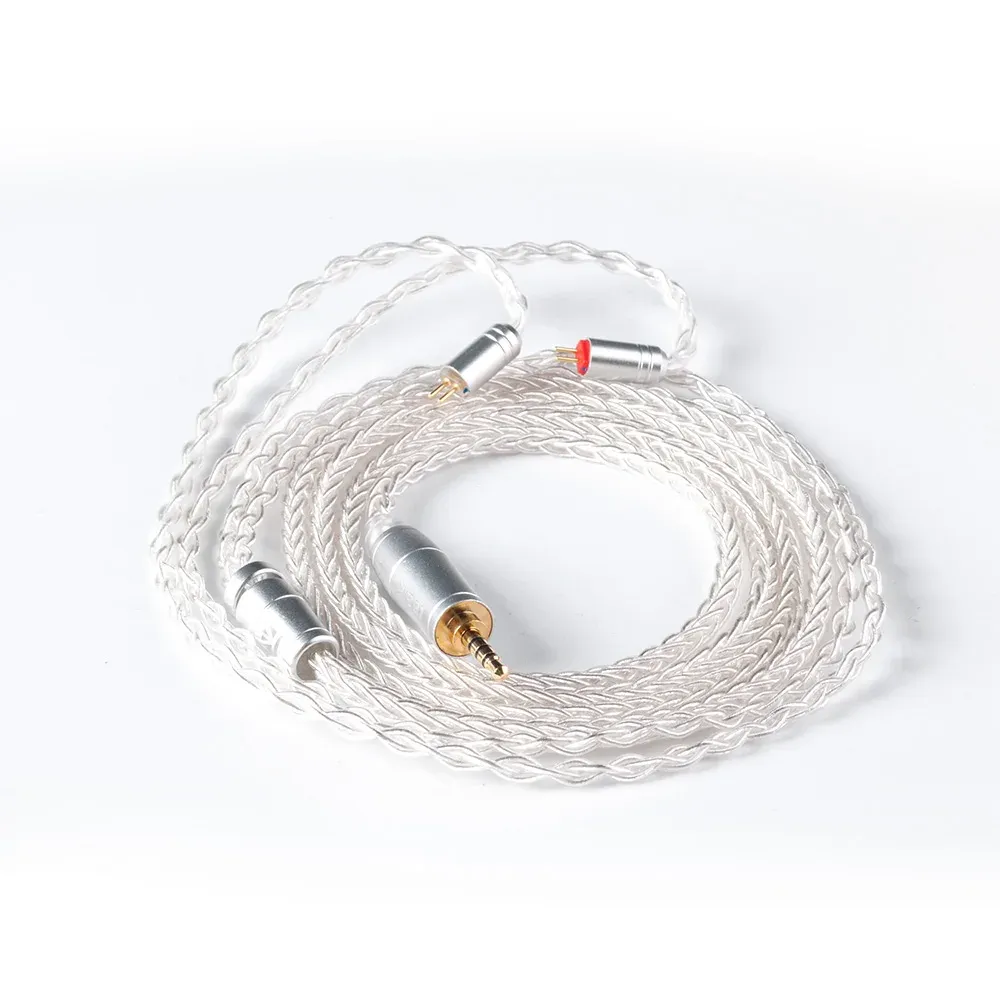KBEAR 8 Core Écouteurs filaires argentés améliorés, câble 2 broches/MMCX/QDC, casque de jeu pour KZ KS1 KS2 TRI Meteor IEMs 2