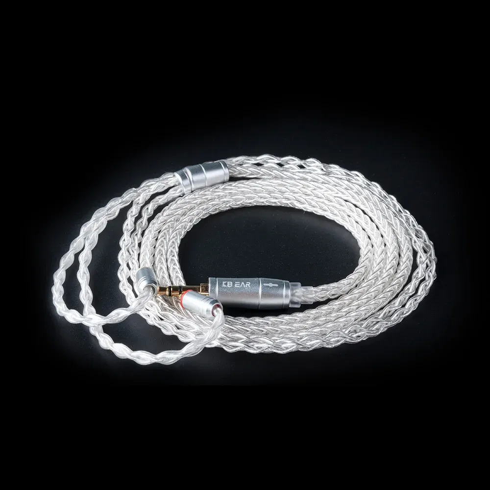 KBEAR 8 Core Écouteurs filaires argentés améliorés, câble 2 broches/MMCX/QDC, casque de jeu pour KZ KS1 KS2 TRI Meteor IEMs 3