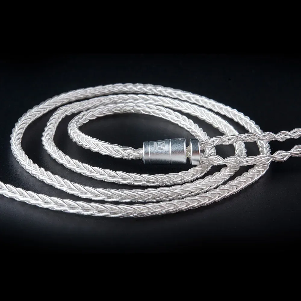 KBEAR 8 Core Écouteurs filaires argentés améliorés, câble 2 broches/MMCX/QDC, casque de jeu pour KZ KS1 KS2 TRI Meteor IEMs 4