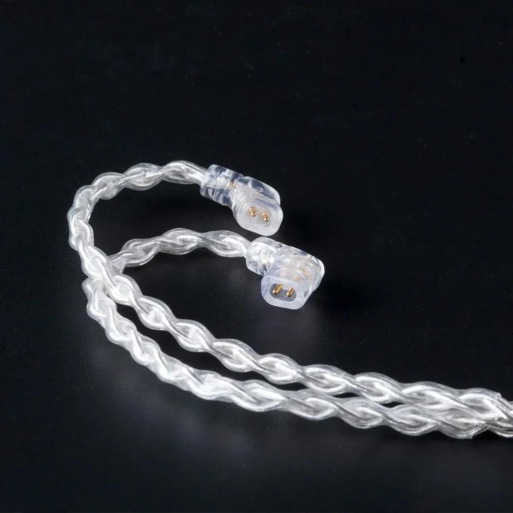 KBEAR 8 Core Écouteurs filaires argentés améliorés, câble 2 broches/MMCX/QDC, casque de jeu pour KZ KS1 KS2 TRI Meteor IEMs 5