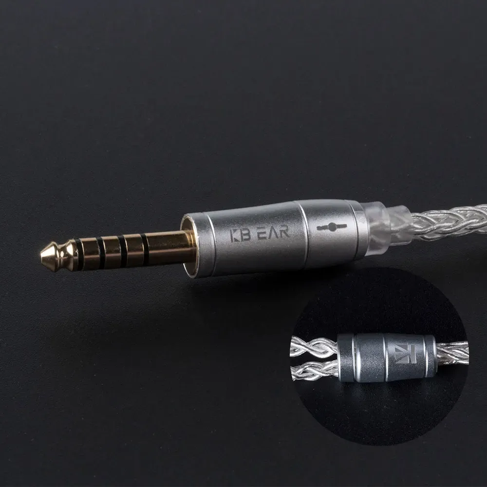 KBEAR 8 Core Écouteurs filaires argentés améliorés, câble 2 broches/MMCX/QDC, casque de jeu pour KZ KS1 KS2 TRI Meteor IEMs 6