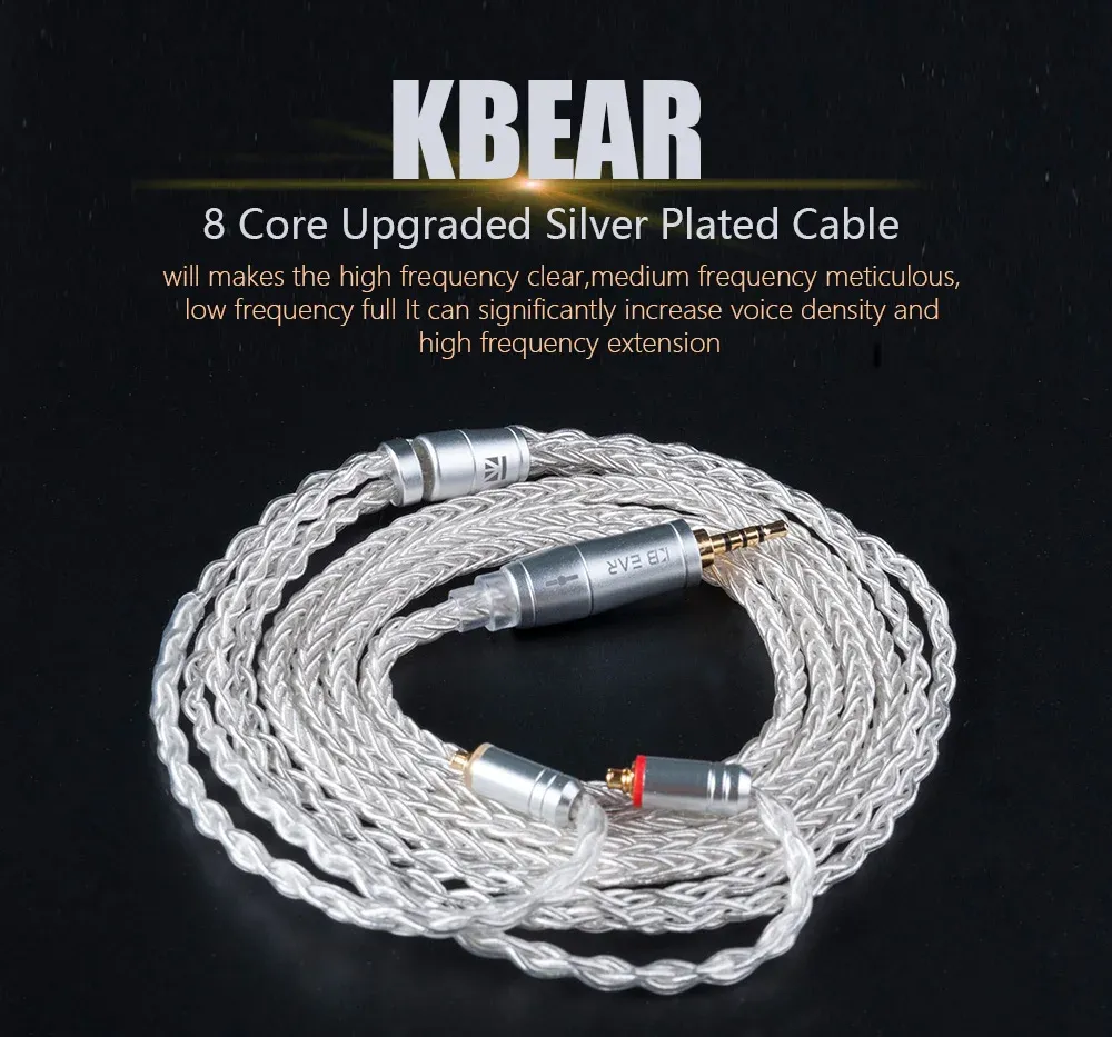 Câble argent KBEAR 8 brins, vue d'ensemble