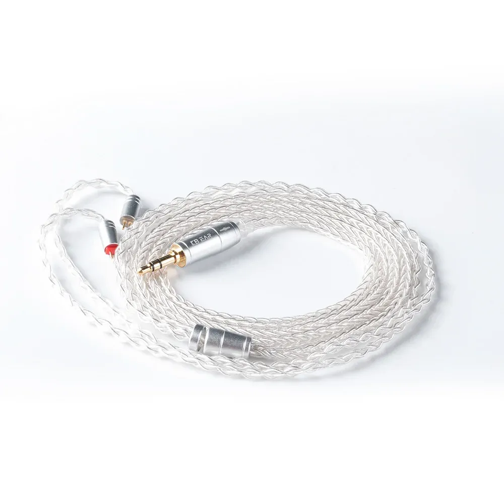 KBEAR 8 Core Écouteurs filaires argentés améliorés, câble 2 broches/MMCX/QDC, casque de jeu pour KZ KS1 KS2 TRI Meteor IEMs 8