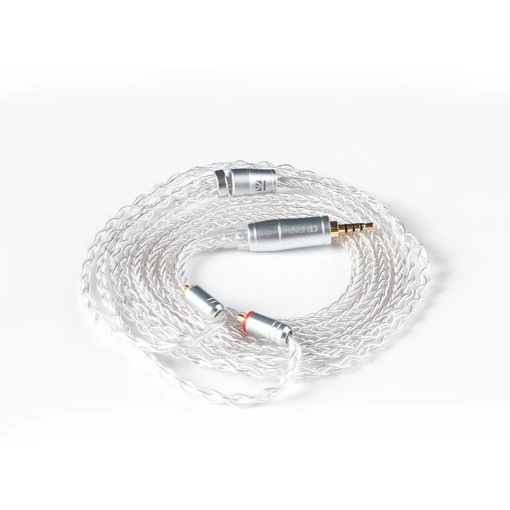 KBEAR 8 Core Écouteurs filaires argentés améliorés, câble 2 broches/MMCX/QDC, casque de jeu pour KZ KS1 KS2 TRI Meteor IEMs 7