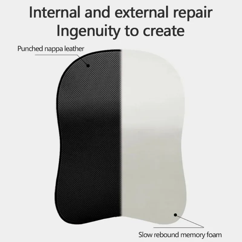 Coussin de nuque pour voiture en cuir PU Nappa 3D à mémoire de forme 2