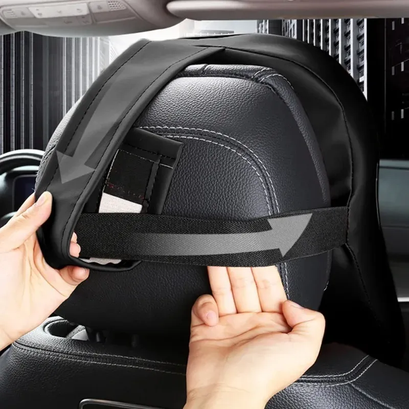Coussin de nuque pour voiture en cuir PU Nappa 3D à mémoire de forme 3