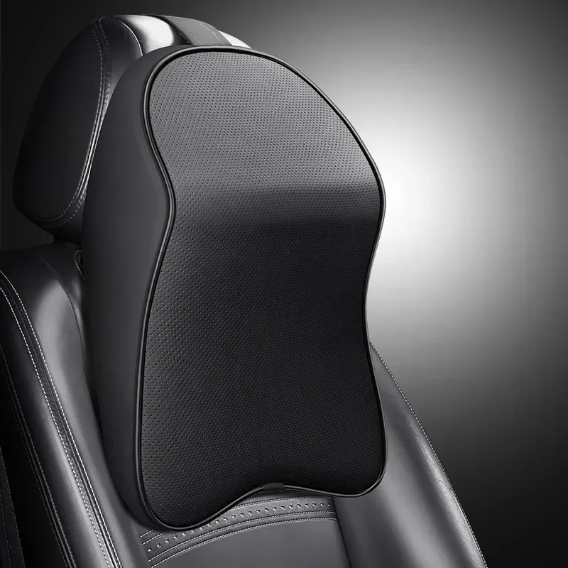 Coussin de nuque pour voiture en cuir PU Nappa 3D à mémoire de forme 7