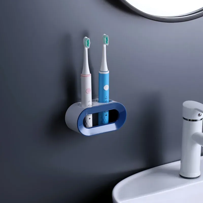 Porte-brosse à dents électrique à double emplacement, support mural auto-adhésif, rangement compact pour salle de bain 7