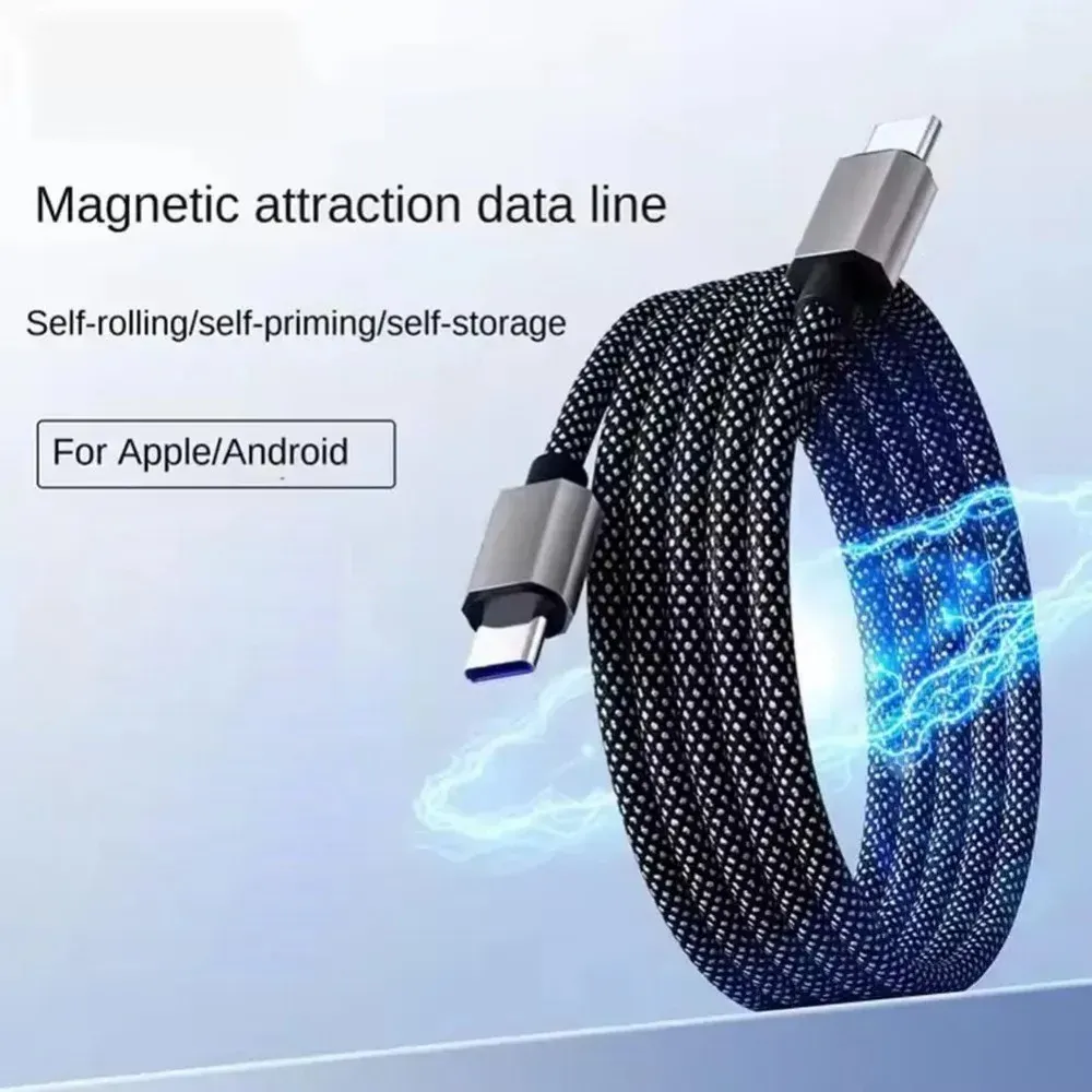 Câble de charge rapide magnétique 100 W USB-C vers USB-C, compatible iPhone 15, 16, 17, Samsung, Xiaomi et MacBook
