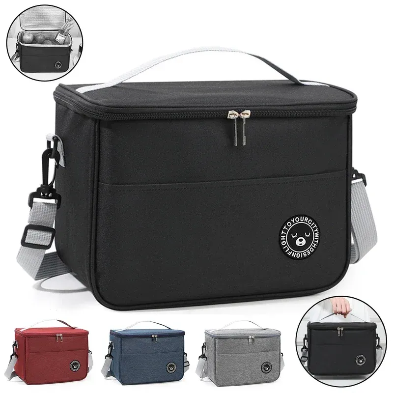Sac isotherme en aluminium épaissi, format carré, taille L, pour le transport de repas au bureau ou à l'école - Image 1