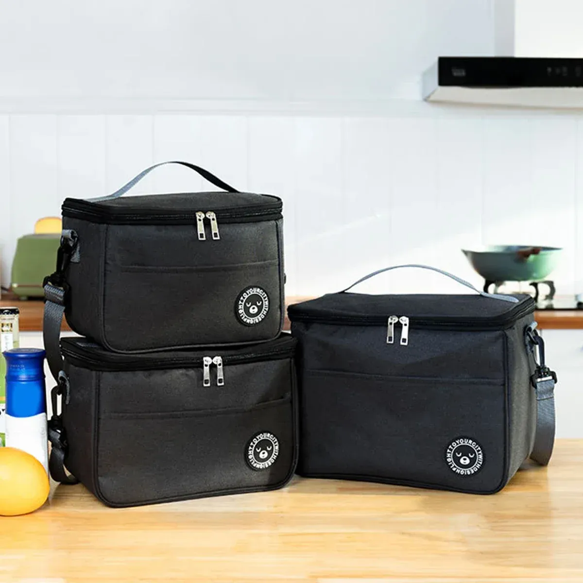 Sac isotherme en aluminium épaissi, format carré, taille L, pour le transport de repas au bureau ou à l'école 10
